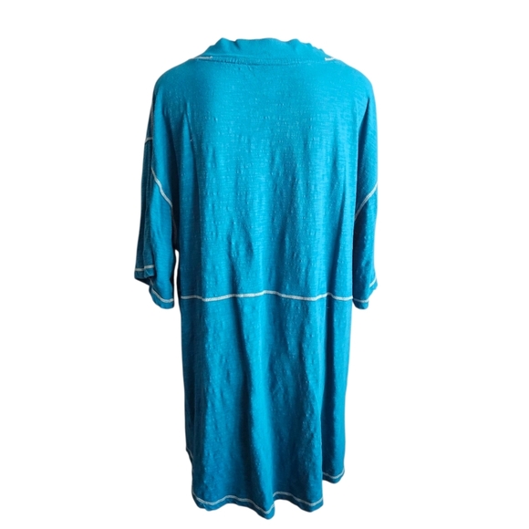 NATURAL LIFE Blue Tunic W/ White Accents Sz Lg Lagenlook Oversized Art Teacher - Picture 4 of 8